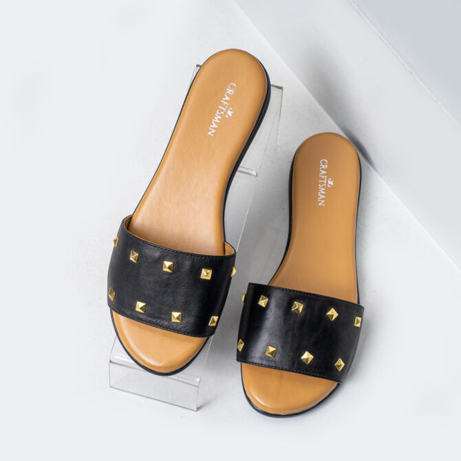 Women Black Leather Sandal