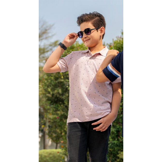iNFINITY Boys Pink Color Printed Polo
