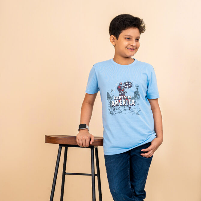 iNFINITY Boys Sky Color Round Neck T-Shirt