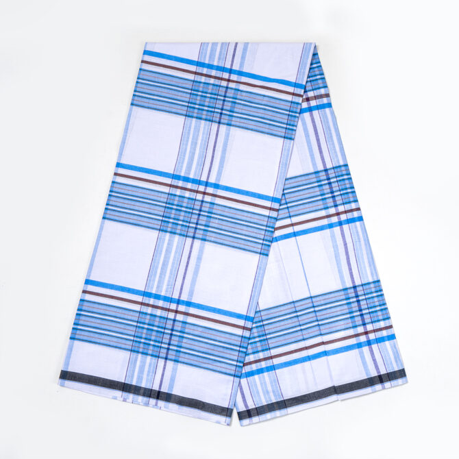 Classic Blue & White Check Cotton Lungi