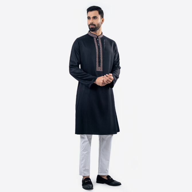 Lubnan Men’s Regular Fit Black Color Panjabi