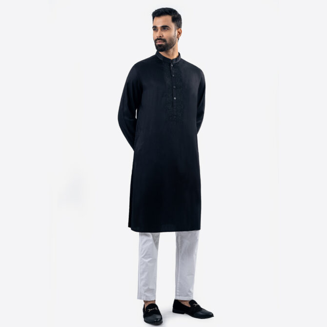 Lubnan Men’s Regular Fit Premium Black Color Panjabi