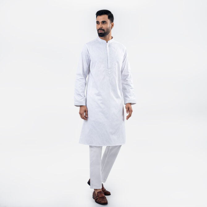 Lubnan Men’s Regular Fit White Color Panjabi