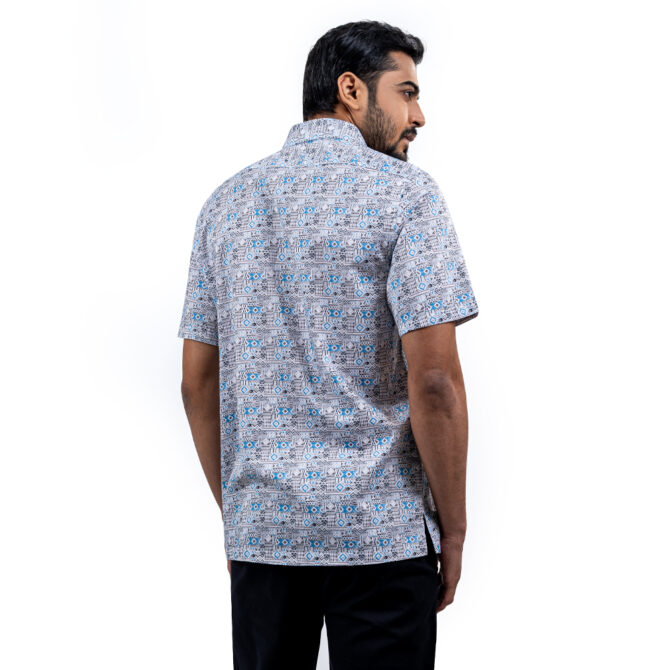 Men’s White Color Printed Half Sleeve Hawaiian Shirt