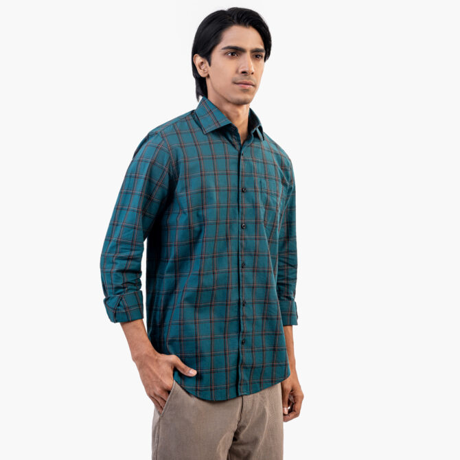 Men’s Dark Green Color Full Sleeve Check Shirt