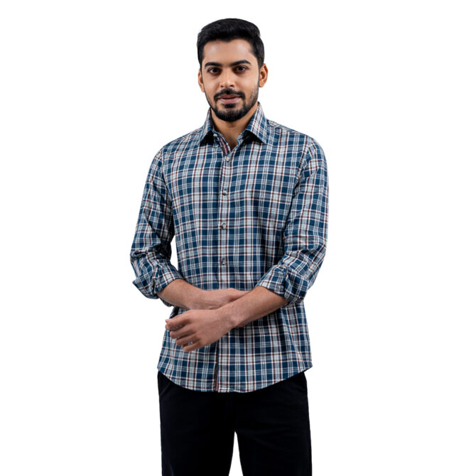 Men’s Dark Navy Color Texture Ultra Slim Fit Casual Shirt