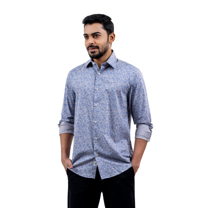Richman Ash Color Printed Ultra Slim Fit Casual Shirt