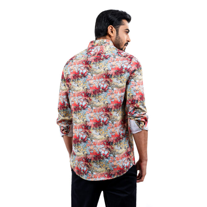 Richman Maroon & Sky Color Contrasted Ultra Slim Fit Casual Shirt