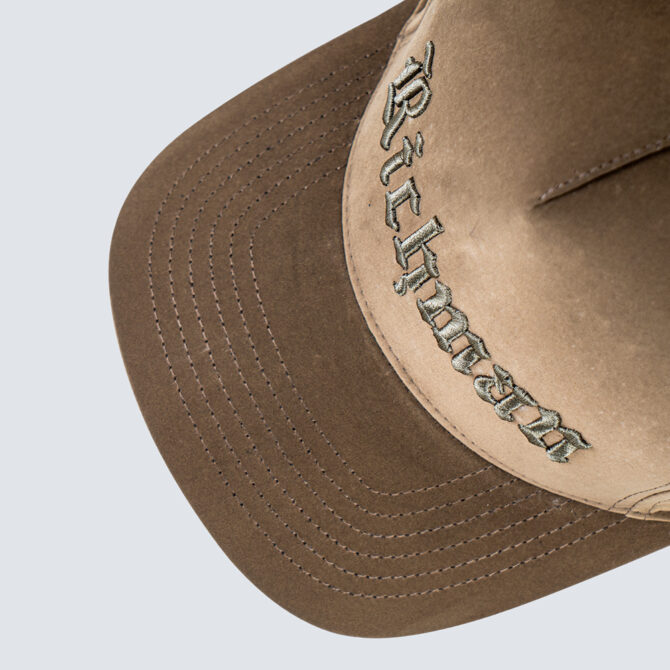 Classic Khaki Colour Suede Fabric Cap by RICHMAN