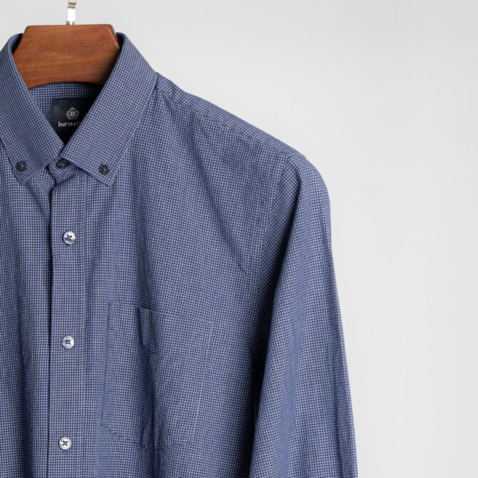 Men's Navy Color Texture Full Sleeve Slim Fit Shirt