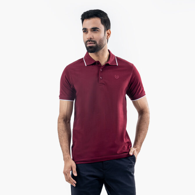 Richman Maroon Color Half Sleeve Polo Shirt
