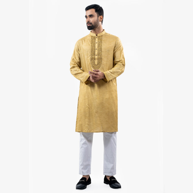 Lubnan Men’s Regular Fit Lite Yellow Color Panjabi