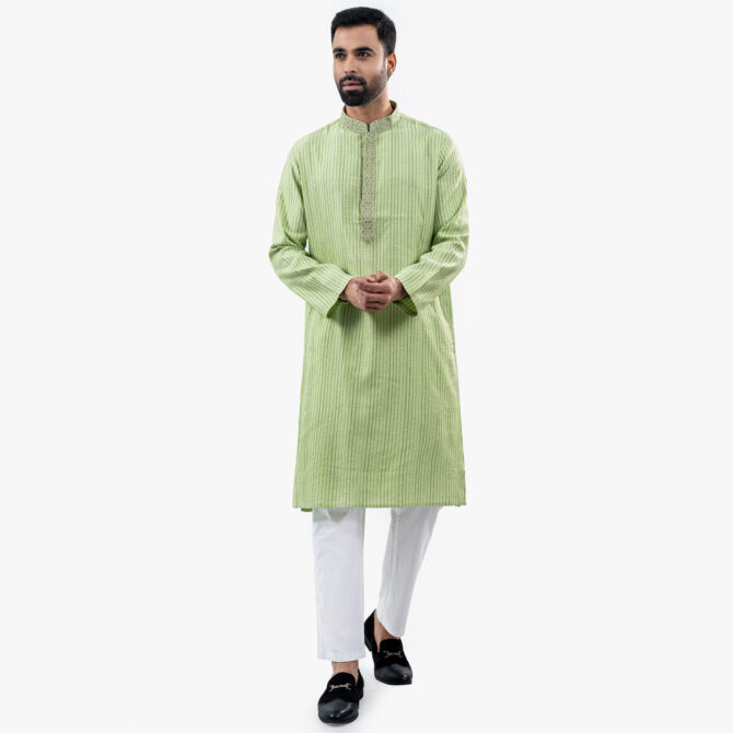 Lubnan Men’s Regular Fit Olive Color Panjabi