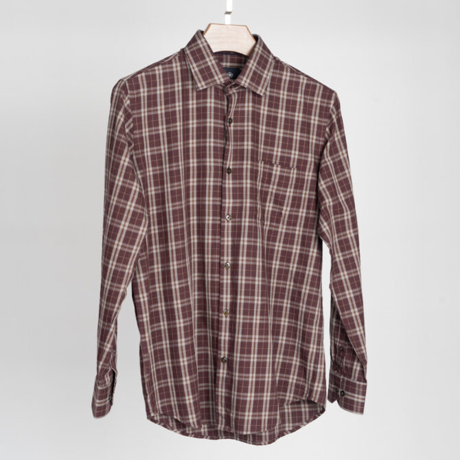 Men’s Khaki Color Texture Full Sleeve Slim Fit Shirt