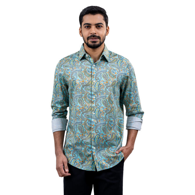 Richman Sky Color Printed Ultra Slim Fit Casual Shirt