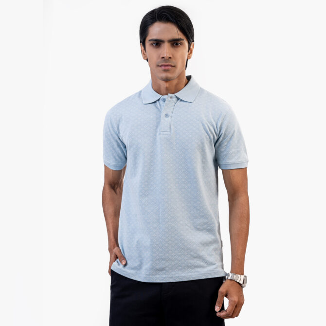 Richman Sky Color Printed Half Sleeve Polo Shirt