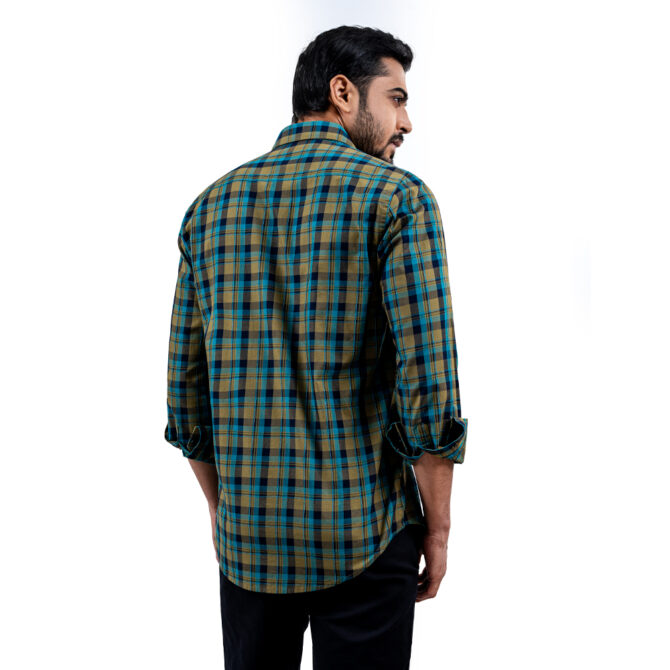 Men’s Olive Color Texture Full Sleeve Slim Fit Shirt