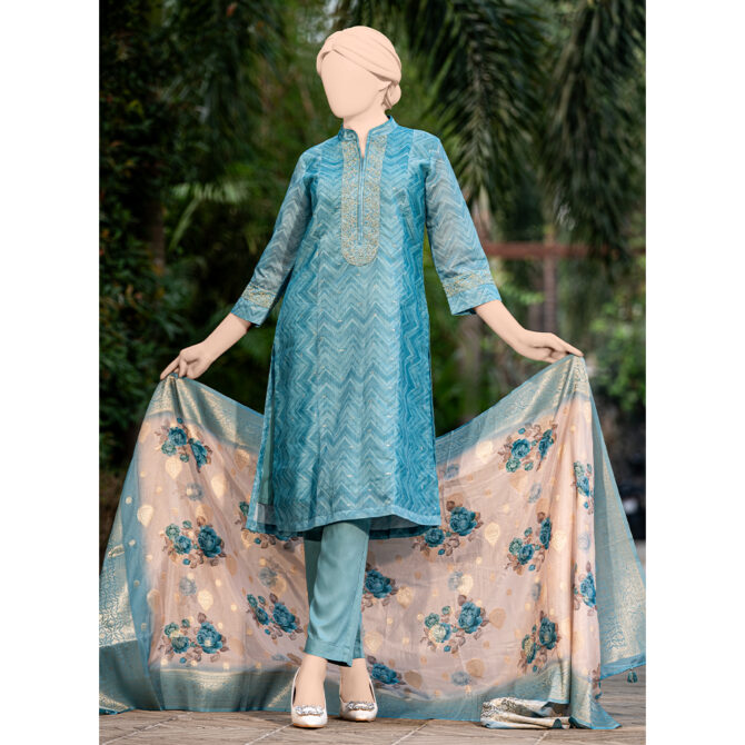Luxury Festive Printed Pastel Color 3 Piece by MUSLIN
