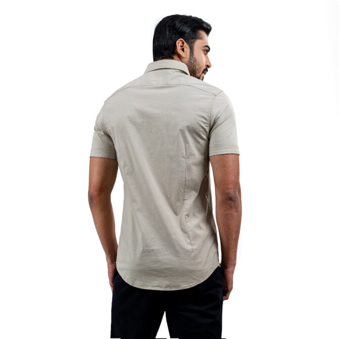 Richman Beige Color Ultra Slim Fit Half Sleeve Shirt