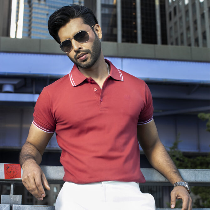 Richman Brick Color Solid Half Sleeve Polo Shirt