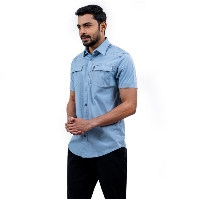 Richman Sky Color Ultra Slim Fit Half Sleeve Shirt