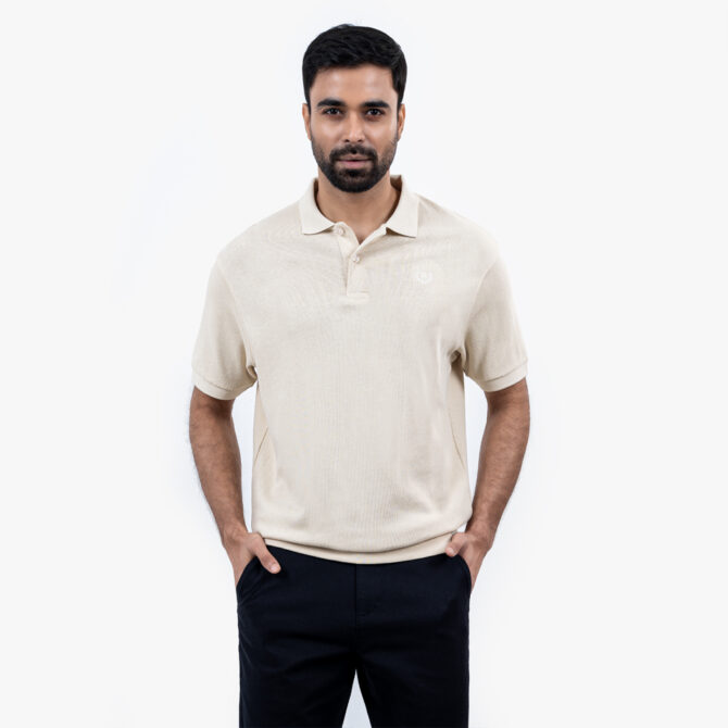 Richman Cream Color Half Sleeve Polo Shirt