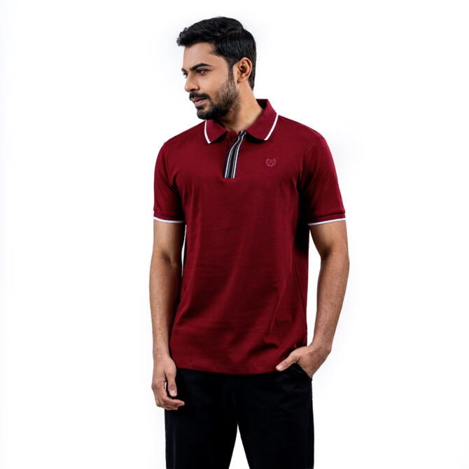 Richman Maroon Color Solid Half Sleeve Polo Shirt