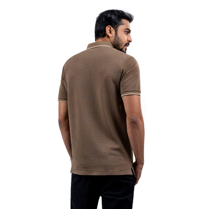 Richman Dark Khaki Color Solid Half Sleeve Polo Shirt