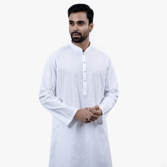 Lubnan Men’s Regular Fit White Color Classic Panjabi