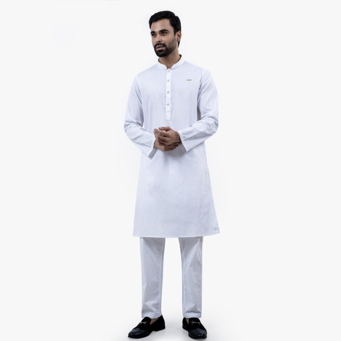 Lubnan Men’s Slim Fit White Colour Panjabi