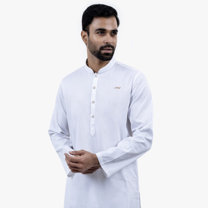 Lubnan Men’s Slim Fit White Colour Panjabi