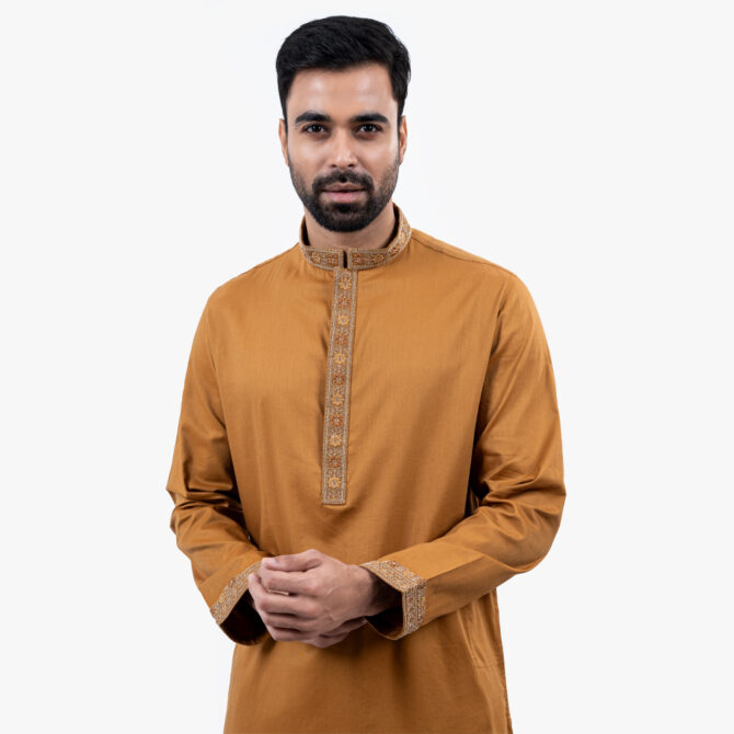 Lubnan Men’s Regular Fit Deep Orange Color Panjabi