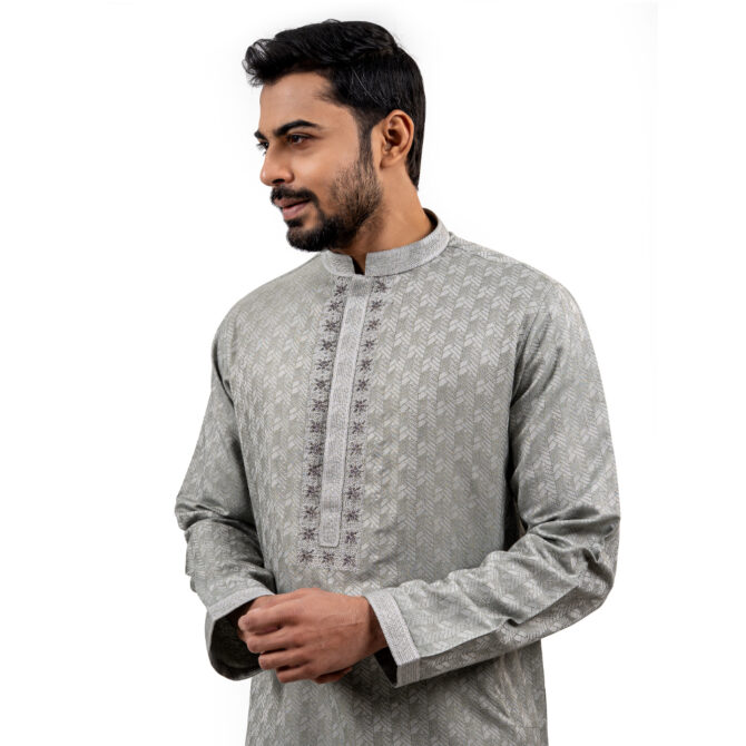 Lubnan Men’s Regular Fit Ash & Silver Color Premium Panjabi