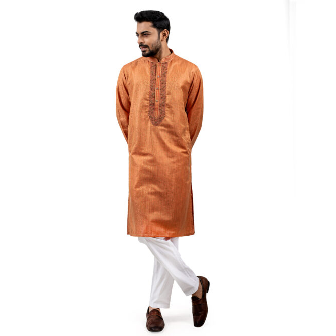 Lubnan Men’s Regular Fit Orange Color Panjabi
