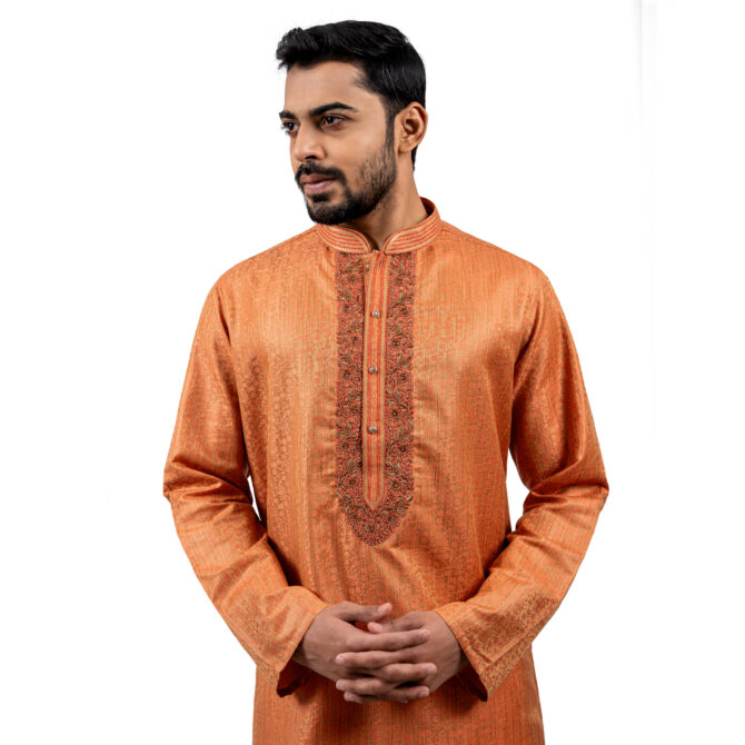 Lubnan Men’s Regular Fit Orange Color Panjabi