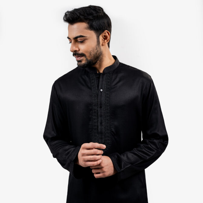 Lubnan Men’s Regular Fit Black Color Panjabi