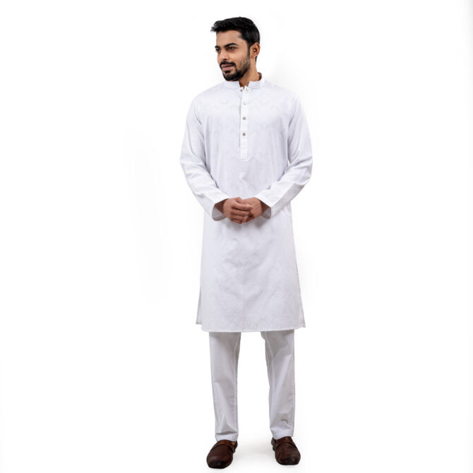 Lubnan Men’s Regular Fit White Color Panjabi
