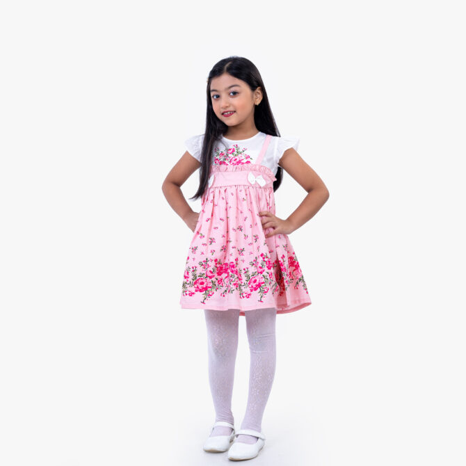 iNFINITY Girls Orange Color Floral Frock