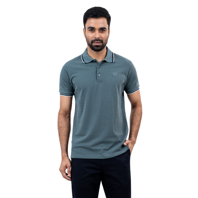 Richman Olive Color Solid Half Sleeve Polo Shirt