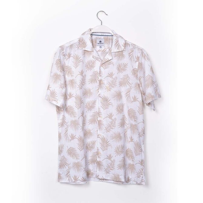 Men’s White Color Floral Printed Half Sleeve Hawaiian Shirt