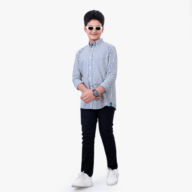 iNFINITY Boys Blue Color Stripe Shirt