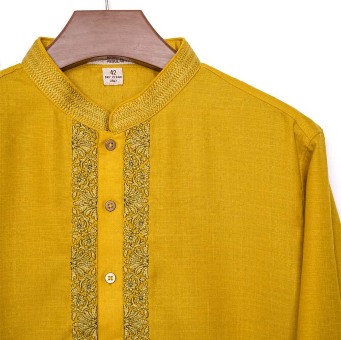 Lubnan Men’s Regular Fit Yellow Color Panjabi