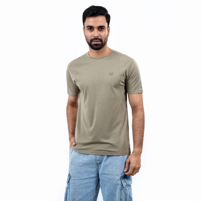 Richman Lite Olive Color Round Neck T-Shirt