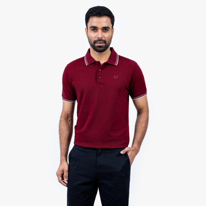 Richman Maroon Color Solid Half Sleeve Polo Shirt