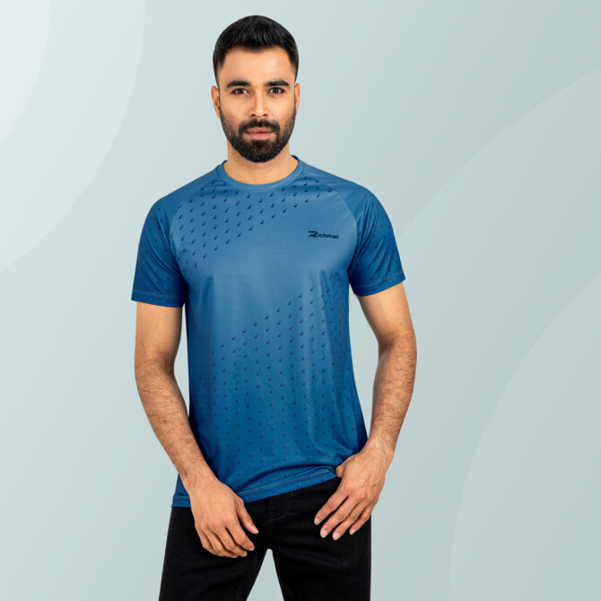 Richman Lite Blue Color Round Neck T-Shirt