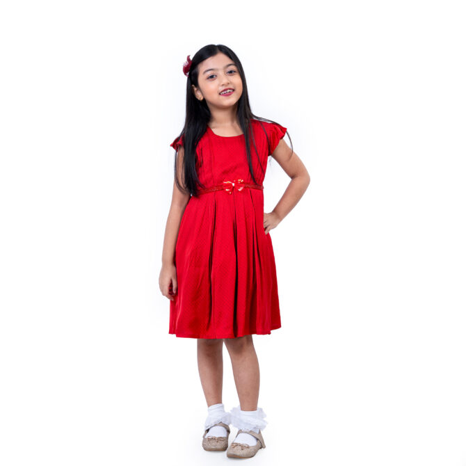 iNFINITY Girls Red Color Stylish Party Frock