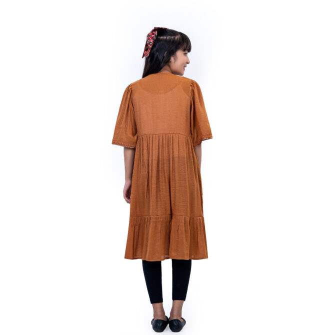 iNFINITY Girls Brown Color Stylish Floral Frock
