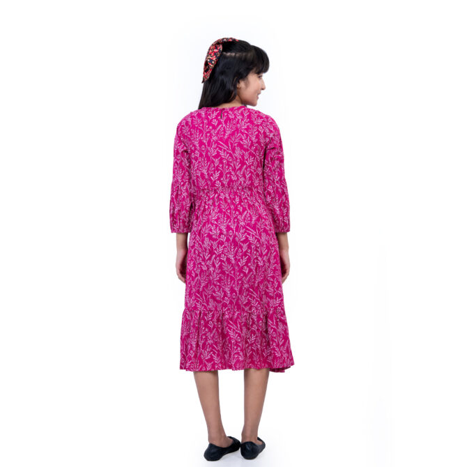 iNFINITY Girls Magenta Color Stylish Floral Frock