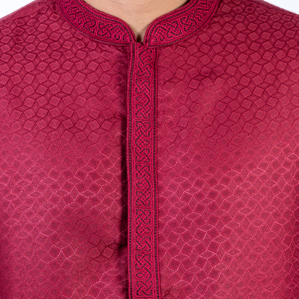 LUBNAN Men's Slim Fit Maroon Color Premium Panjabi