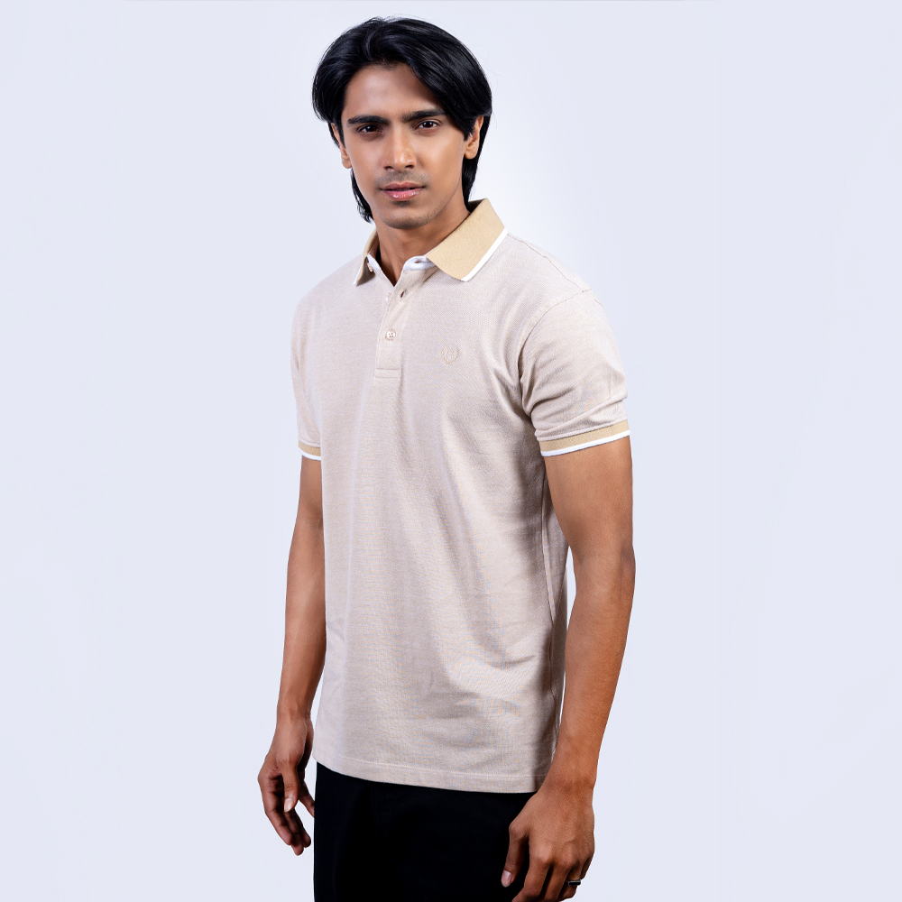 Richman Men’s Light Brown Color Solid Polo Shirt